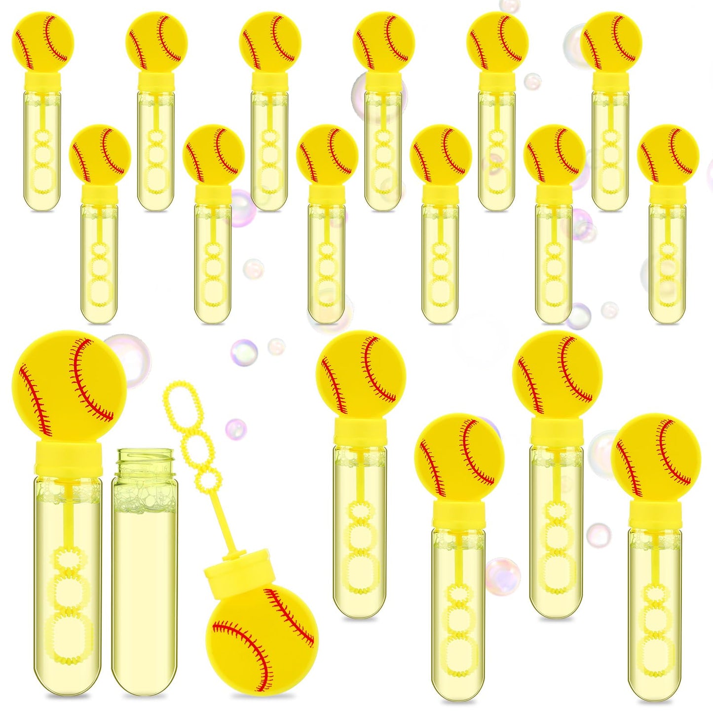 Pullcrease 16 Pcs Softball Bubble Wands Party Favors Softball Gifts Birthday Bubble Wand Bulk Softball Party Decorations Softbal