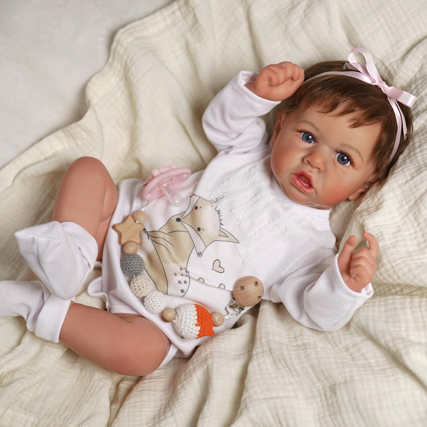 Adfo Reborn Baby Dolls -22-Inch Cute Smile Realistic-Newborn Baby Doll Girl Soft Body Real Life Baby Dolls With Feeding Toy Gift
