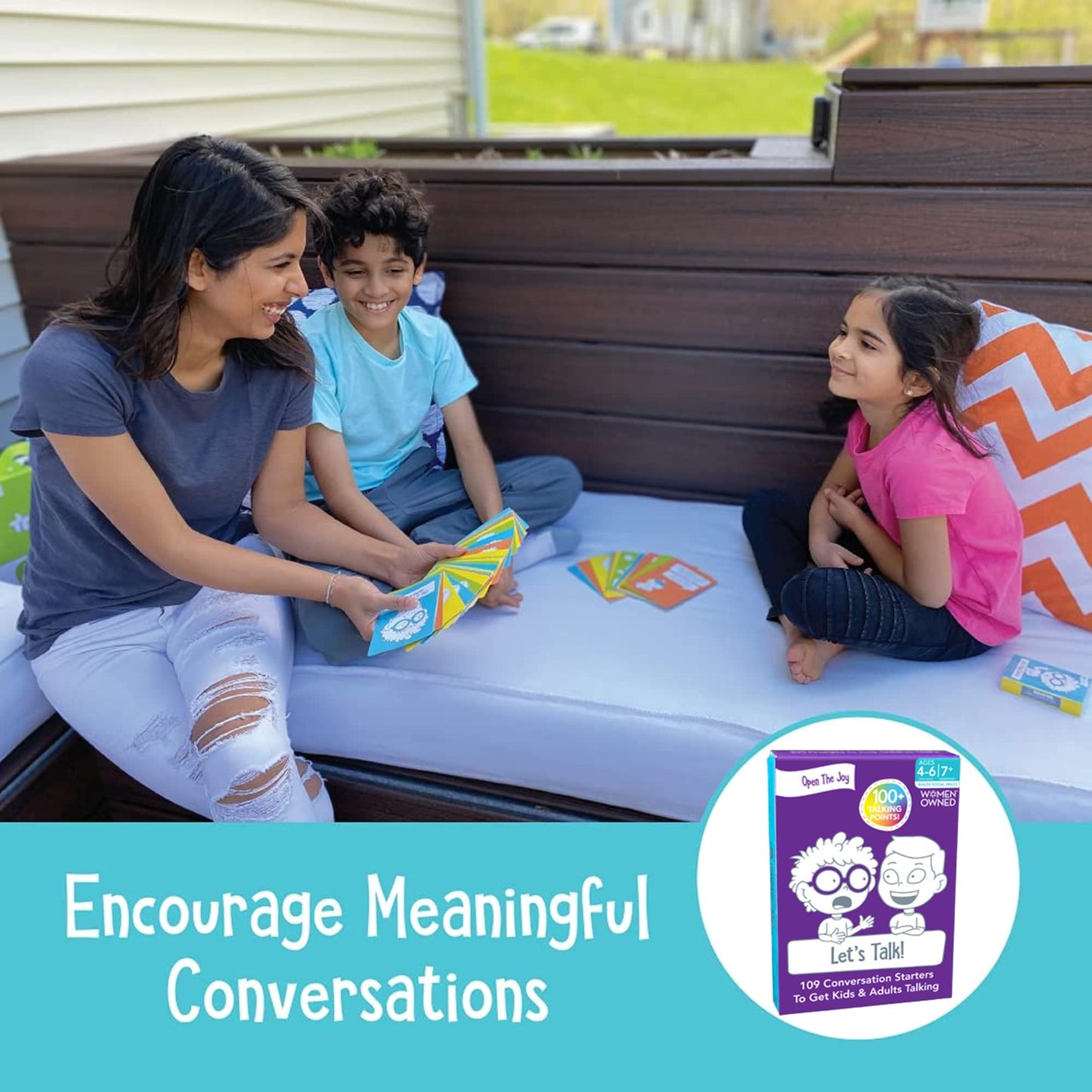 Open The Joy Let's Talk Conversation Starter Cards | 100+ Prompts for Kids | Ages 4+ | Paper, One Size