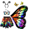 Jackcell Butterfly Wings Costumes for Girls - Double Sided Butterfly Cape Halloween Costume with Fairy Skirt for kids, Fairy Win
