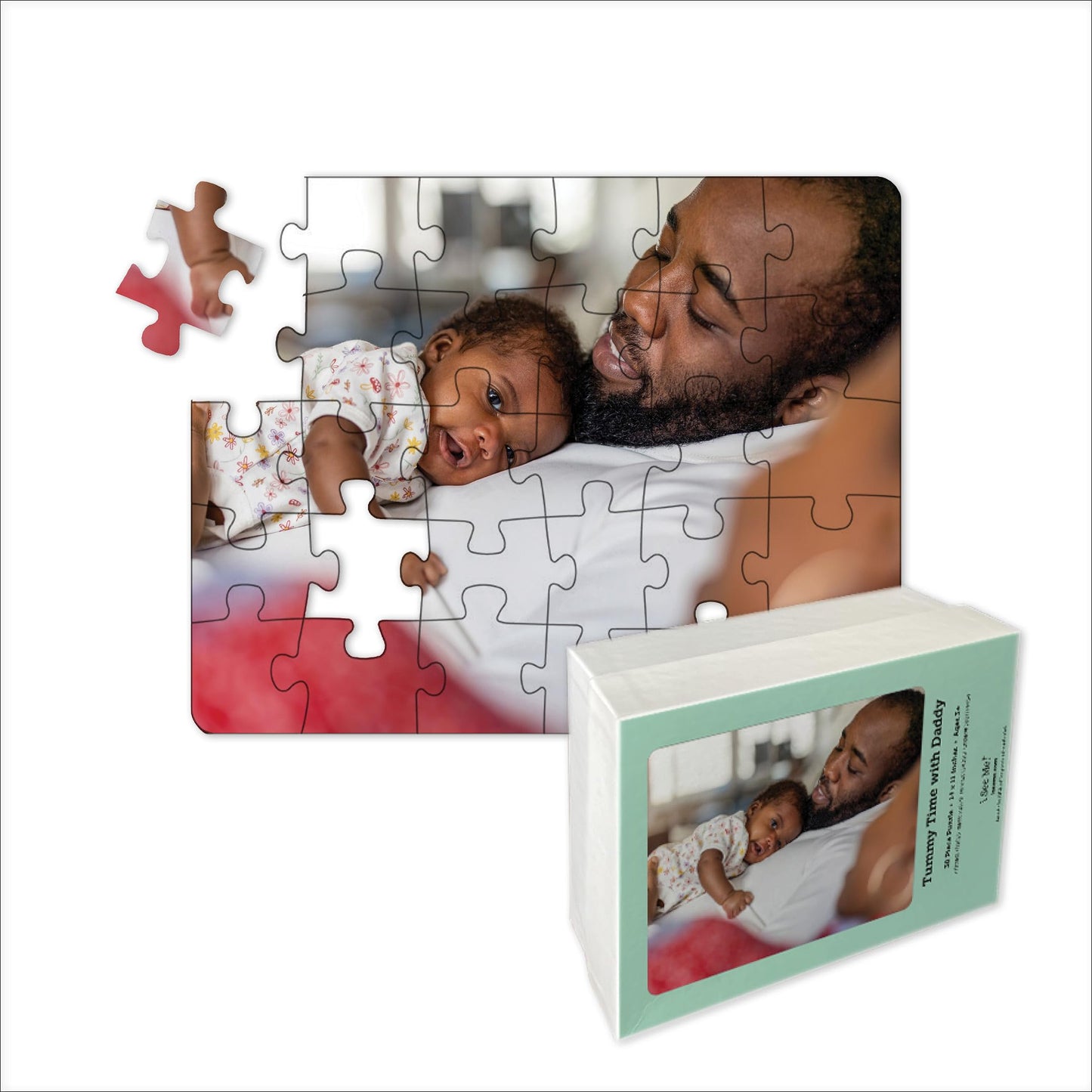Photo Personalized Puzzle for New Baby | 30 Piece, Custom Jigsaw Puzzle (Horizontal/Landscape) | 14 x 11 | I See Me!