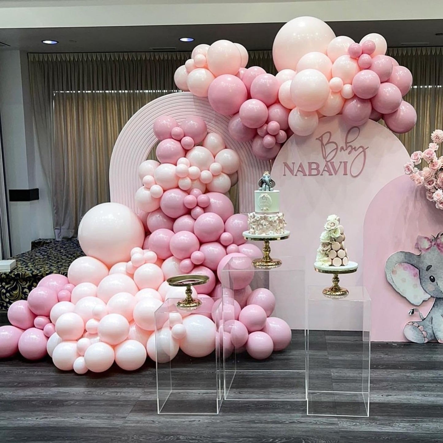Pink Balloons, 60 Pcs 12 Inch Matte Pink Pastel Pink Transparent Birthday Balloons, Pastel Pink Party Balloons, Maca Pink Latex