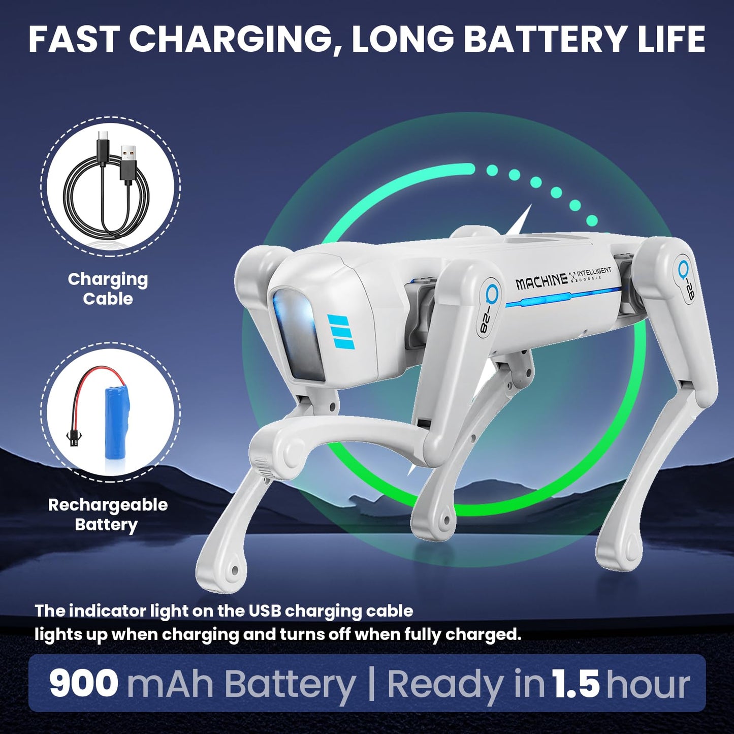 cxjoigxi Smart Robot Dog for Kids, Interactive STEM Robot Pet with Voice & Remote Control, App Programming, 30+ Actions, Bionic