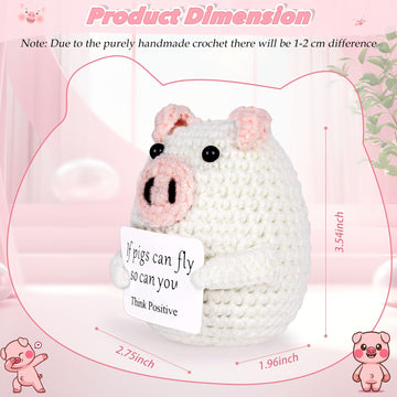Maziky Funny Positive Pig Cute Crochet Pig Decor With Positive Affirmations Cards For Cheer Up Novelty Gifts
