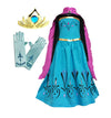 Cokos Box Girls Coronation Dress Costume Cape Gloves Tiara Crown Accessories Kids Set (Blue, 5 Years)