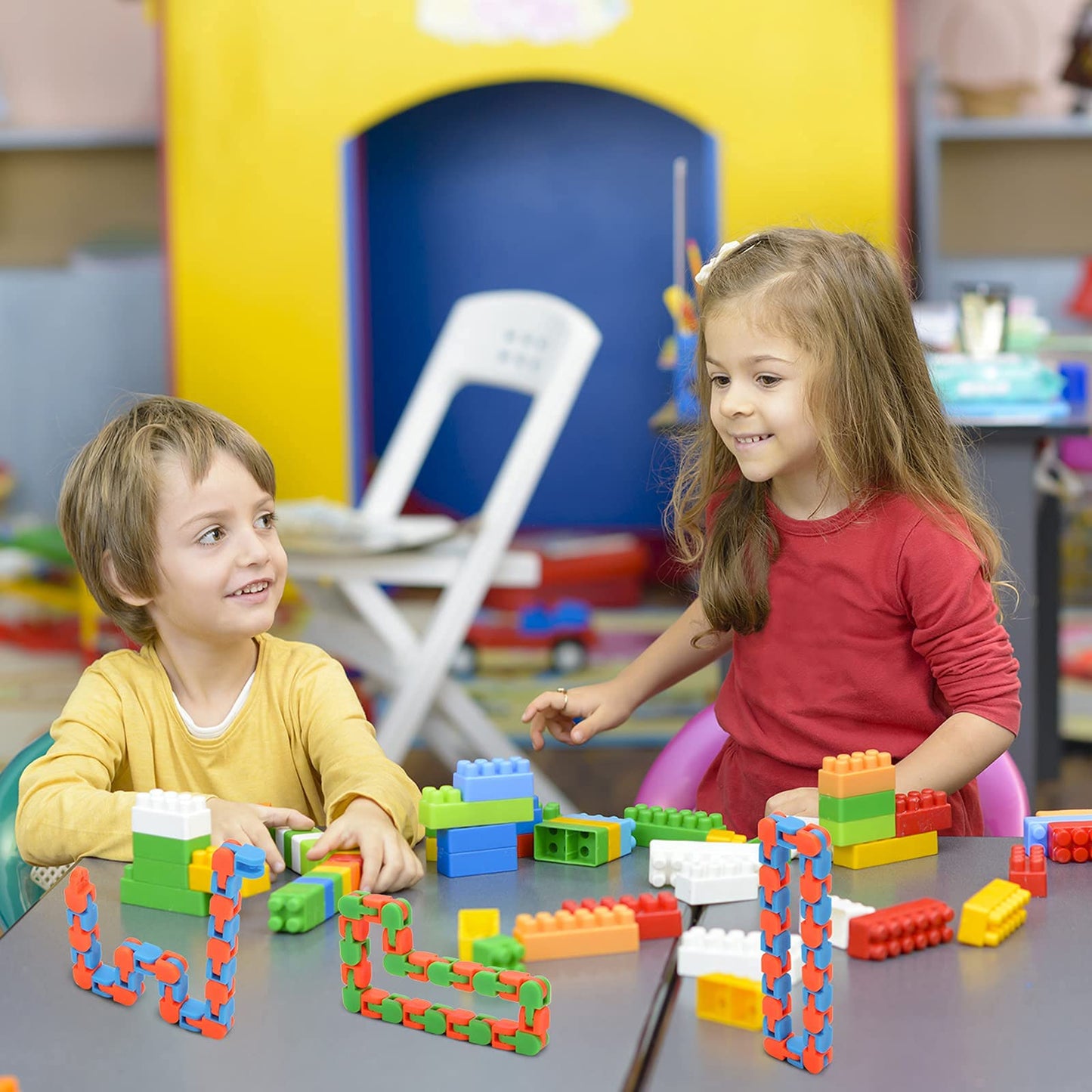 Yeetec 12 Pack 24 Links Wacky Tracks Snap And Click Fidget Toys, Finger Sensory Toys, Snake Puzzles For Stress Relief, Party Bag Fillers, Party Favours, Random Color