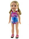 American Fashion World Tie Dye Swimsuit for 14-Inch Dolls | enhanced Quality & Trendy Design | Dolls Clothes | Outfit Fashions for Dolls for Popular Brands