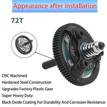 Rc 48P 72T Spur Gear Hardened Steel Spur Gear Upgrades Part For Traxxas 1/10 Slash Stampede Rustler Bandit 2Wd Vxl Xl-5 F-150 Sv