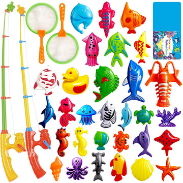 CozyBomB Magnetic Fishing Toys Set for Kids - 30 Plastic Floating Fish, Multicolor for Water Table & Bathtub Fun, Ages 3-6