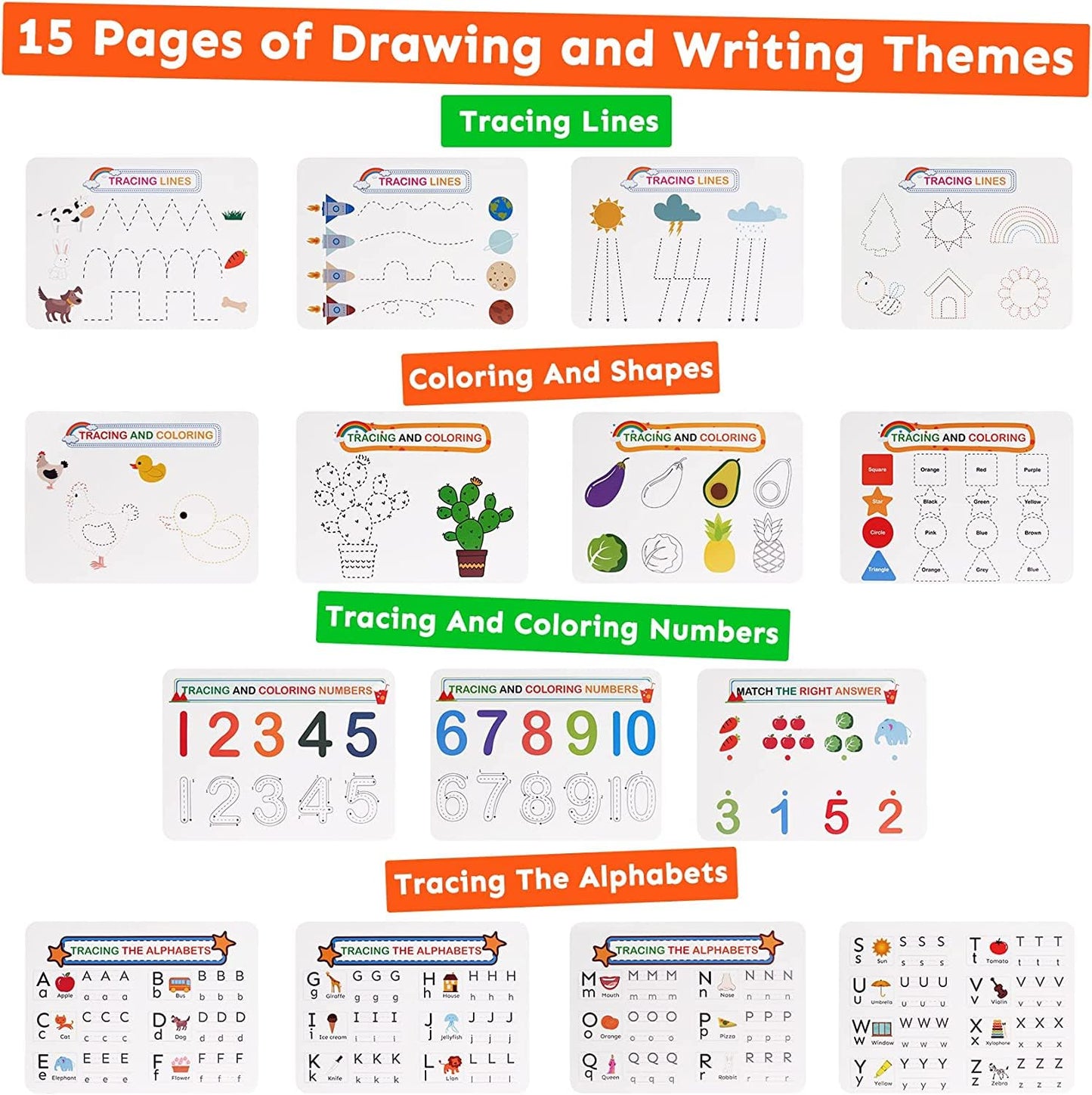 Han-Mm Busy Book For Kids, Montessori Preschool Learning Activities, 30 Themes With 8 Marker, Workbook Activity Binder For Toddl