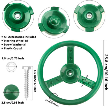 Haconba 2 Pack Steering Wheel Playset Plastic Pirate Ships Wheel With Mounting Tools For Kids Playground Outdoor Gym (Green, Red)