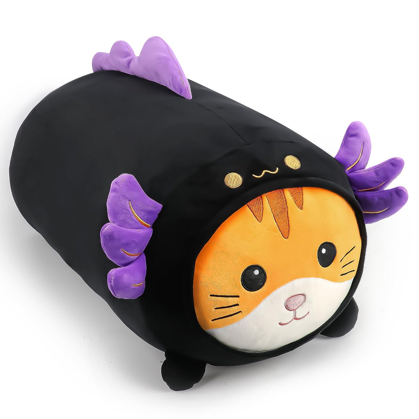 Mmguai 24'' Cute Black Axolotl Cat Plush Toy, Kawaii Plushies Big Axolotl Stuffed Animal, Soft Squishy Axolotl Kitten Plushies G