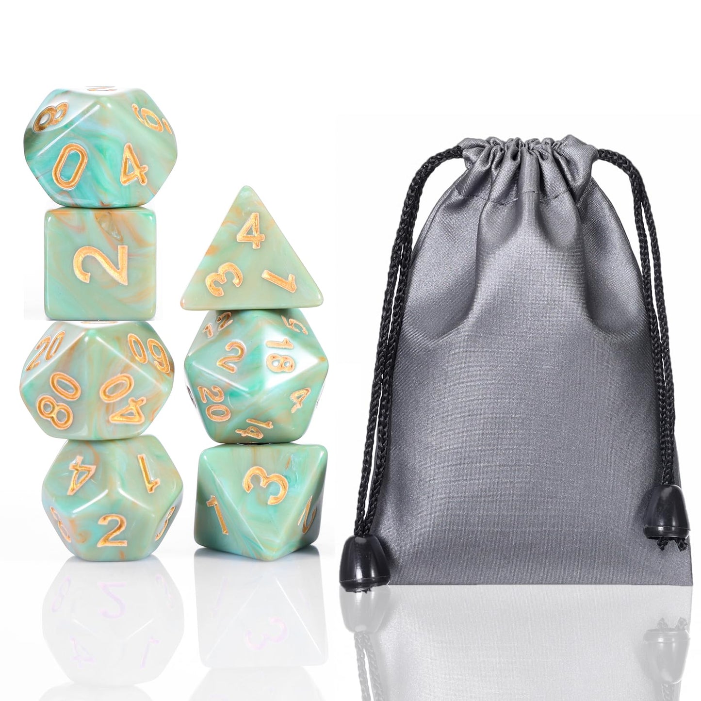 Role Playing Dice Set - 16Mm Polyhedral Dnd Dice In Mixed Colors (Orange, Dark Green, Light Green) - Perfect For Dungeons And Dr