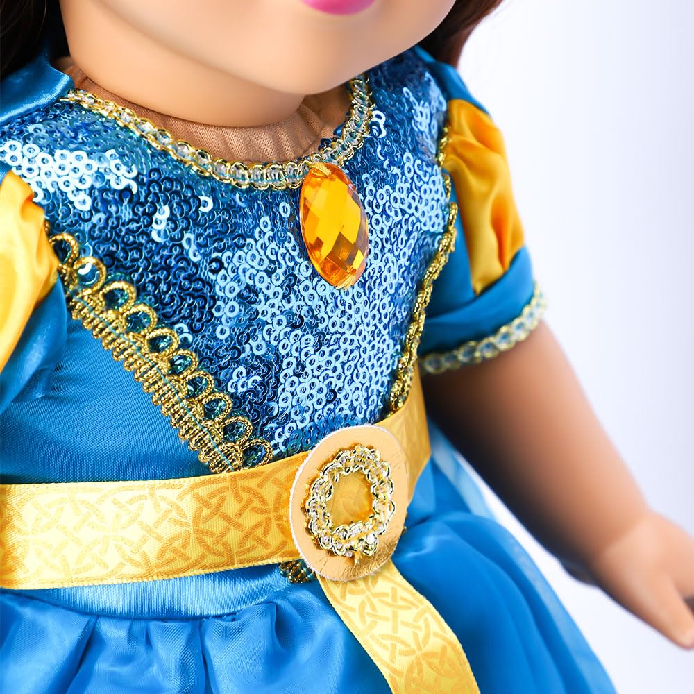 18-Inch Girl Doll Clothes Princess Merida Dress Costume Fits 18” Dolls (Merida)