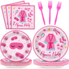 100 Pcs Pajama Party Supplies Sleepover Party Supplies For Girls Sleepover Paper Plates Napkins Spa Slumber Party Tableware Set
