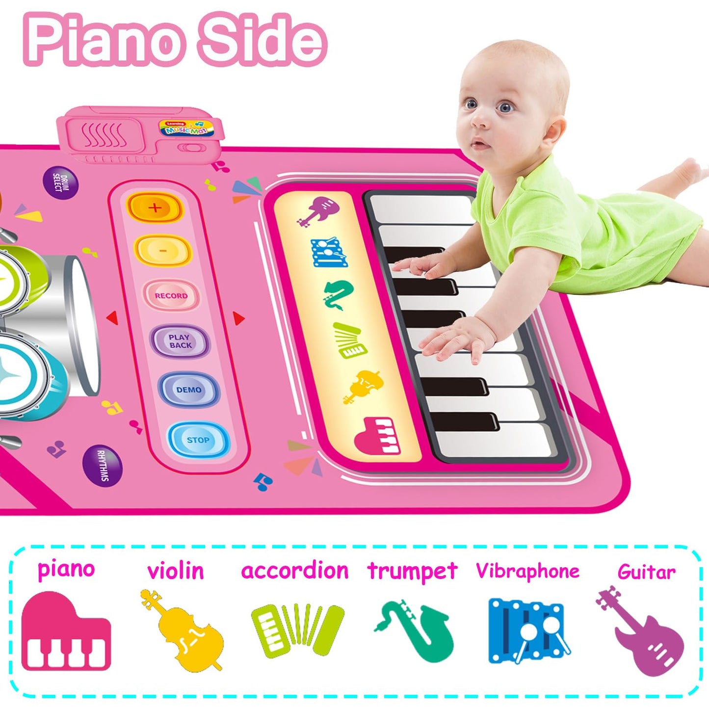Toys For 1 Year Old Girl Gifts,2 In 1 Piano Mat Montessori Toys For 1 2 Year Old Girl,Educational Musical Toy First Birthday Gifts For 1 2 3 Year Old Girls,Christmas Stocking Stuffers For Toddler Girl