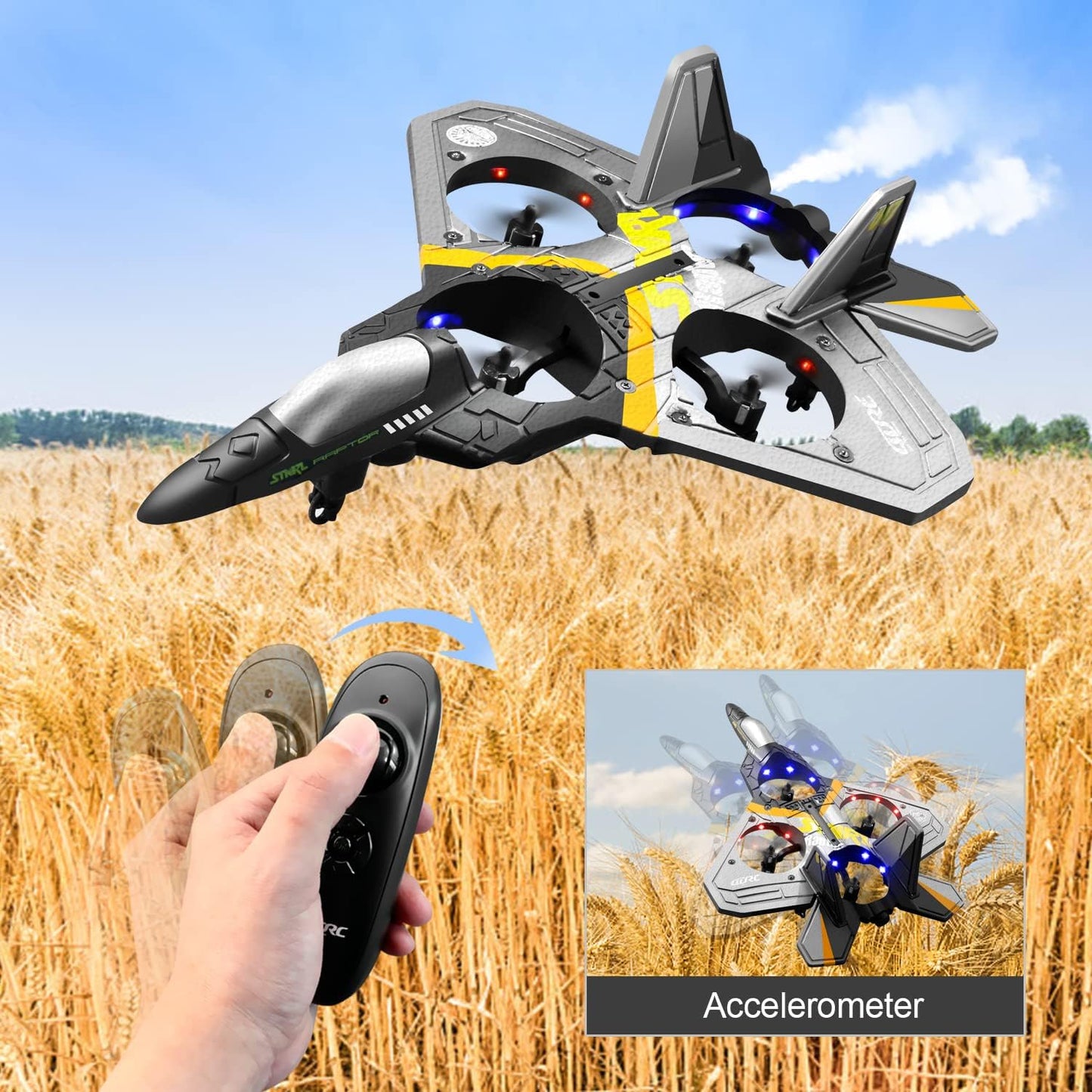 4Drc V17 Rc Plane Remote Control Plane 2.4Ghz Foam Rc Airplanes Helicopter Quadcopter For Adults Kids,Spinning Drone,Gravity Sen