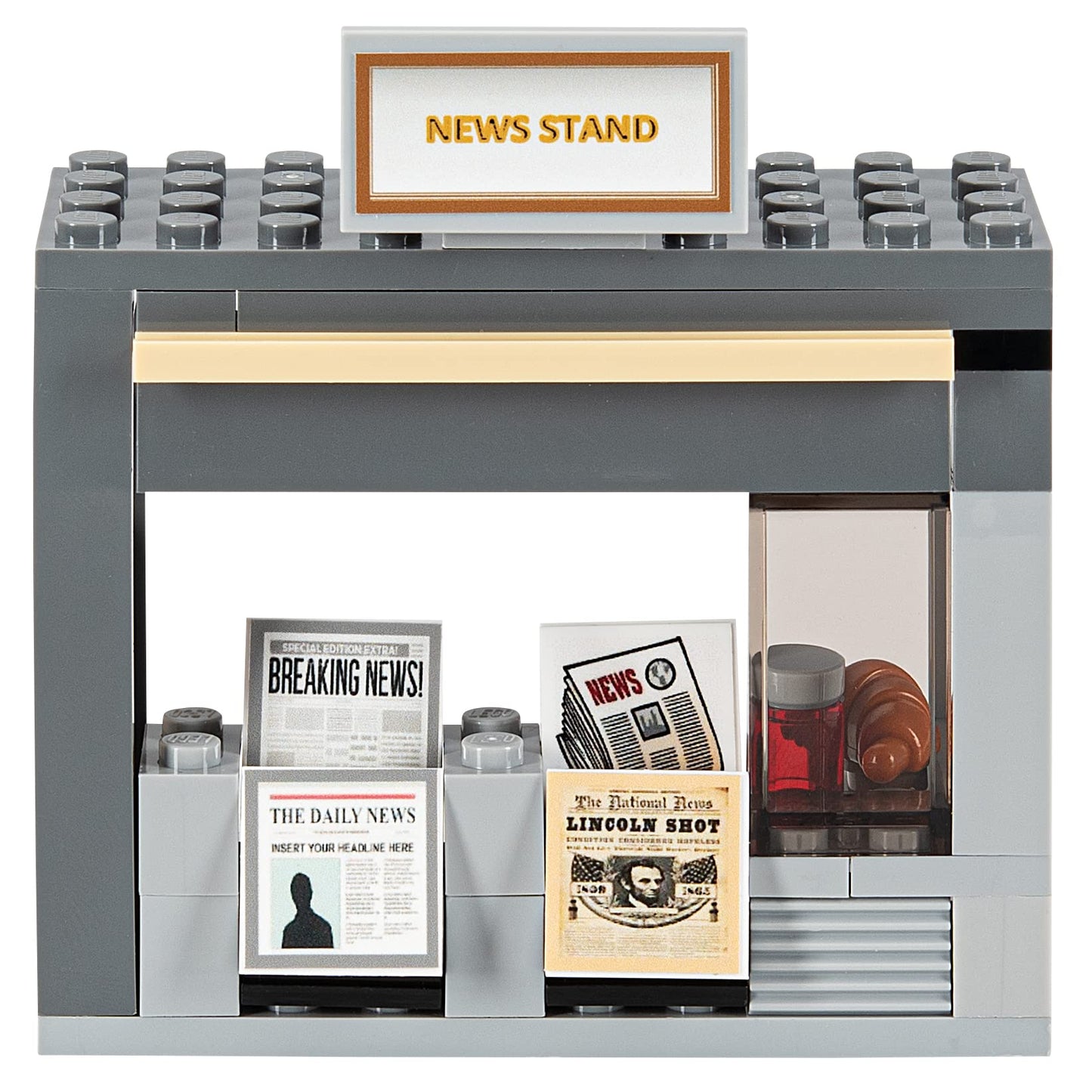 Building Bricks Toys Blocks Small News Stand Fast Food Corner-Compatible With All Brands-Moc Minifigure City Town Village