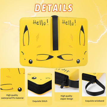 Card Binder 4 Pocket Collectible Trading Card Albums Fits 400 Cards with 50 Removable Sleeves Portable Trading Card Binder Collection Album Holder Game Card Case book With Zipper for Gifts