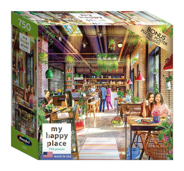 Roseart - My Happy Place - Neighborhood Cafe - 750 Piece Jigsaw Puzzle For Adults