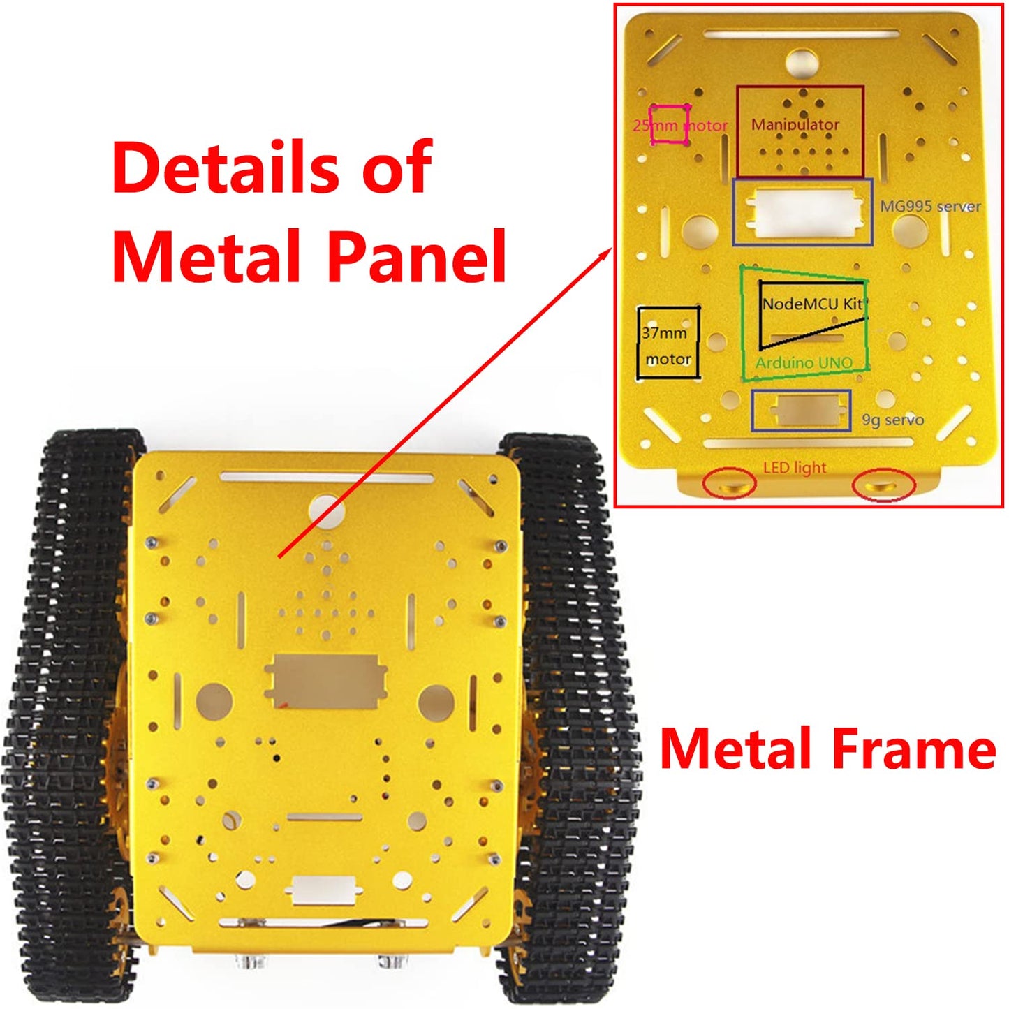 Professional Intelligent Robot Metal Tank Car Chassis For Arduino/Raspberry Pie/Microbit/Diy Steam Education, T300 Tracked Crawl