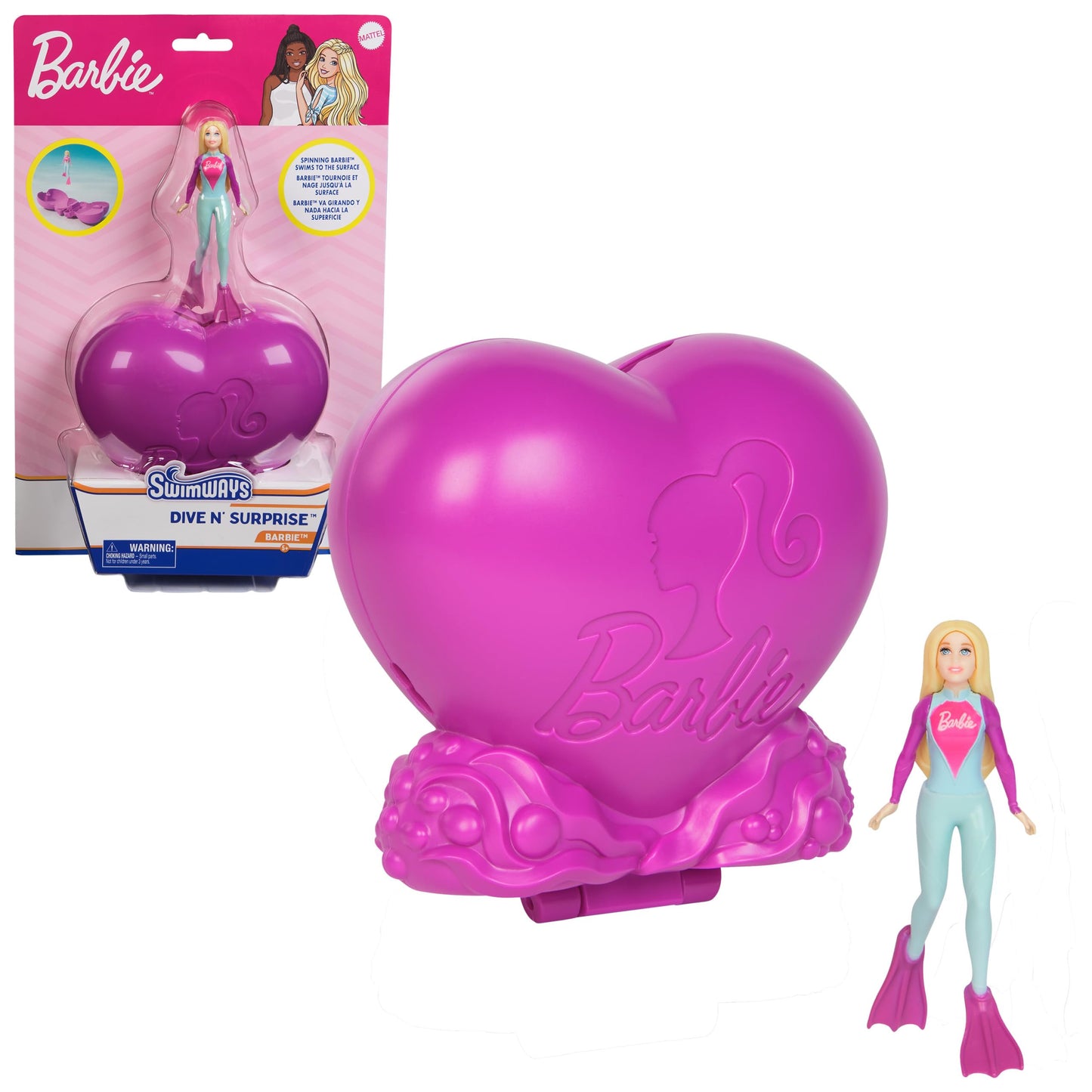 Swimways Barbie Dive N Surprise, Swimming Pool Accessories & Kids Pool Toys, Pool Party Supplies & Water Toys For Kids Aged 5 &