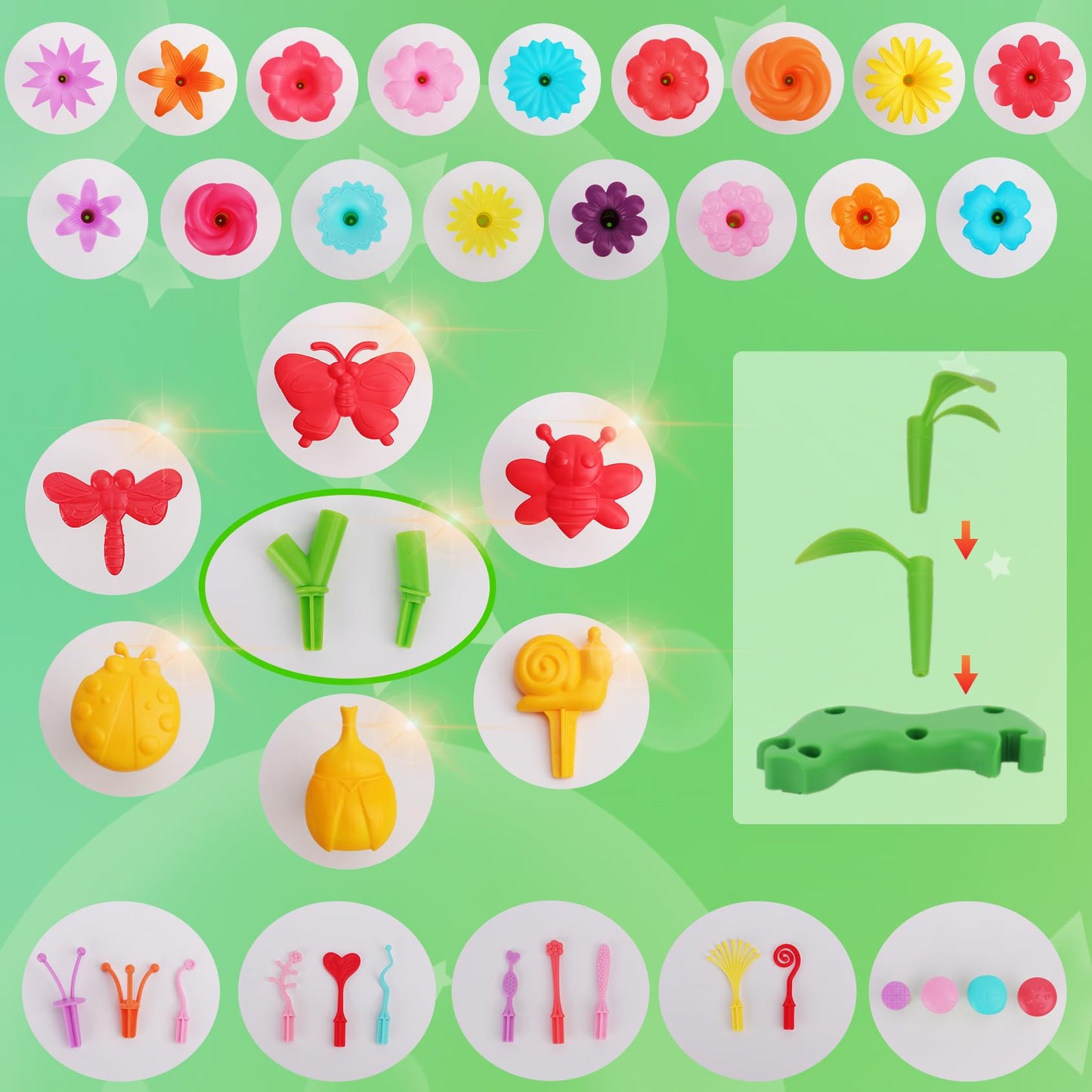 Biranco. Flower Garden Building Toys - Build A Bouquet Floral Arrangement Playset For Toddlers And Kids Gifts Age 3, 4, 5, 6 Yea