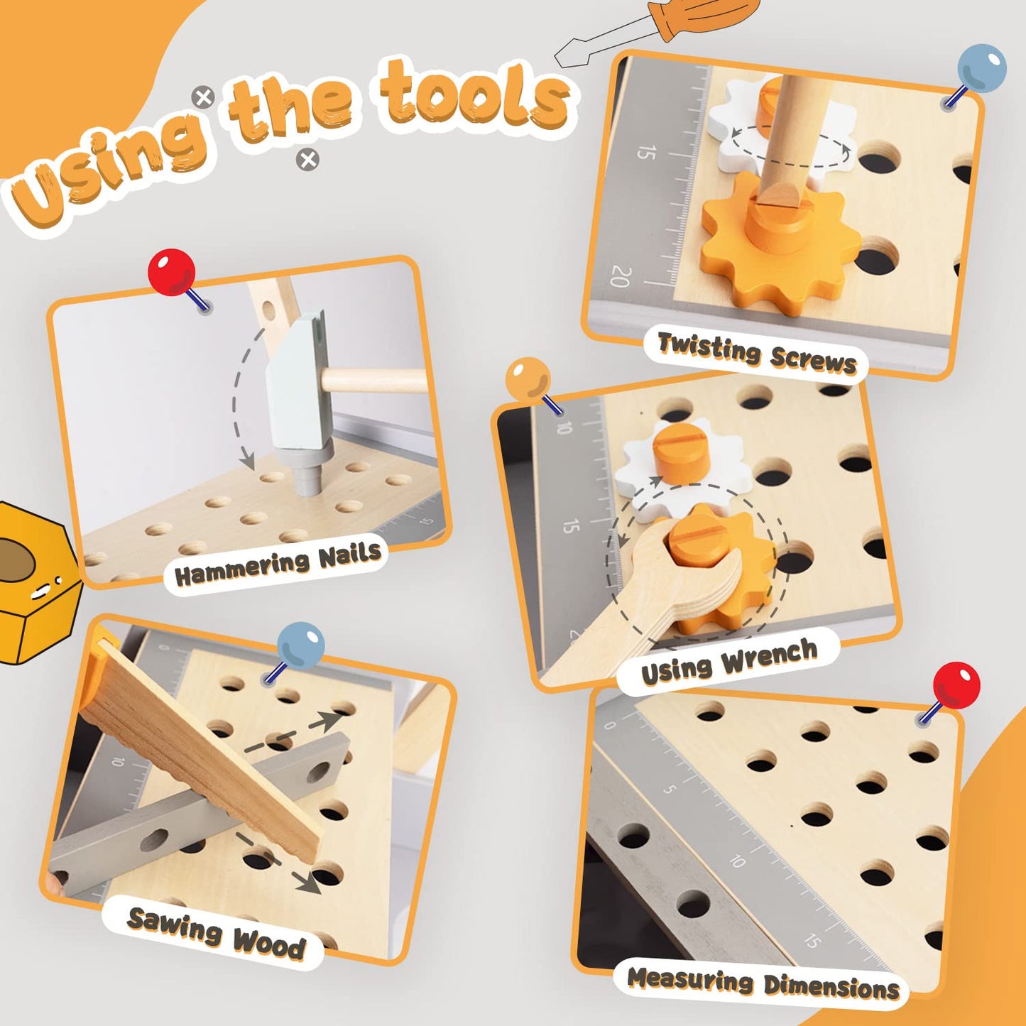 Labebe Baby Push Walker, Tool Bench For Toddlers, Wooden Walker For Baby Boy And Girl, Kids Workbench, Baby Activity Center, Toddler Montessori Toys For 1-3 Year Old