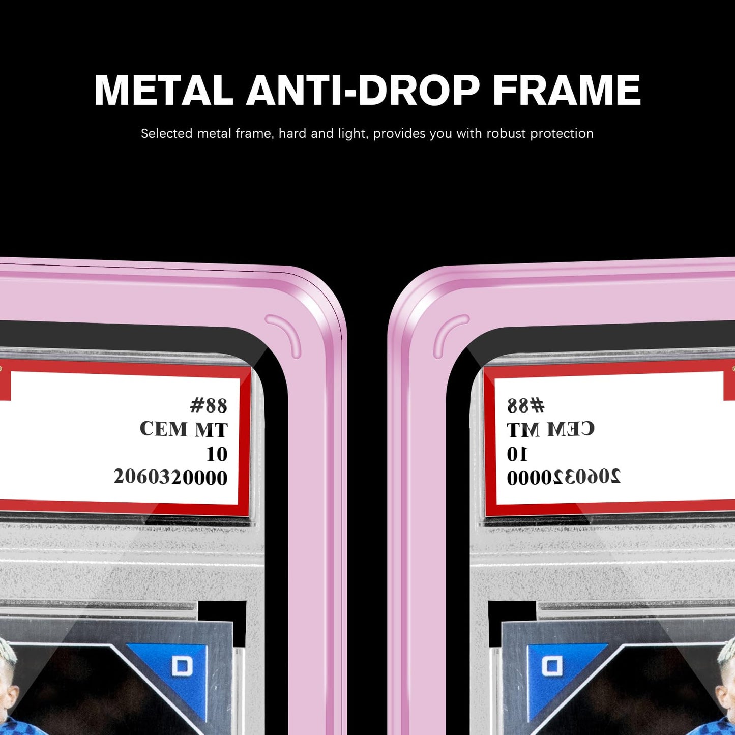 Magenetic Trading Card Slab Protector - enhanced Aluminum Graded Card Showcase Graded Slab Protector with UV-Resistant Tempered Glass Personalized Slab Bumper for Collectors Pink
