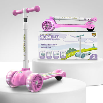 Tygatec 3 Wheel Kids Scooter For Year 5 To 14, Led Magic Wheels, Smart Kick Scooter With Fold-Able & Height Adjustable Handle Fo