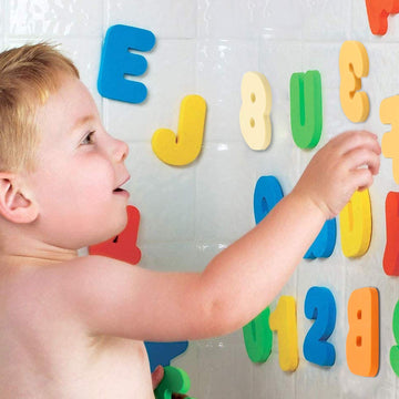 Bath Toys Organizer + 36 Soft Foam Abc 123 Letters & Numbers Bathroom Alphabet Baby Toys For Early Learning Foam Letters And Qui