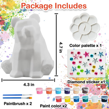 Goodyking Paint Your Own Bear Lamp Kit, DIY Geometric Bear Night Light, Arts & Crafts for Kids Ages 8-12, Painting Kit for Girls