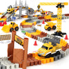 Construction Race Tracks Set, Flexible Train Tracks w/ 2 Electric Construction Race Vehicles w/Lights, STEM Engineering Race Tra