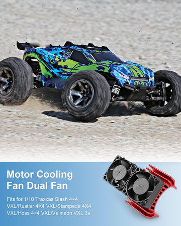 VXL-3s ESC Cooling Fan and Motor Dual Fan, Compatible with Traxxas Slash 4 4 VXL/Rustler 4X4 VXL/Stampede 4X4 VXL/Hoss 4 4 VXL