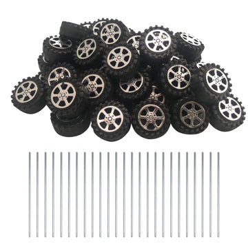 EUDAX 50pcs Plastic Roll 2mm Dia Shaft Toys Wheel and 25Pcs STEM Shaft Round Rod Axles for DIY Toy RC Car Truck Boat Helicopter