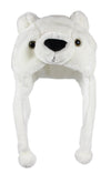 Bioterti Plush Fun Animal Hats -One Size Cap - 100% Polyester With Fleece Lining (White Bear)