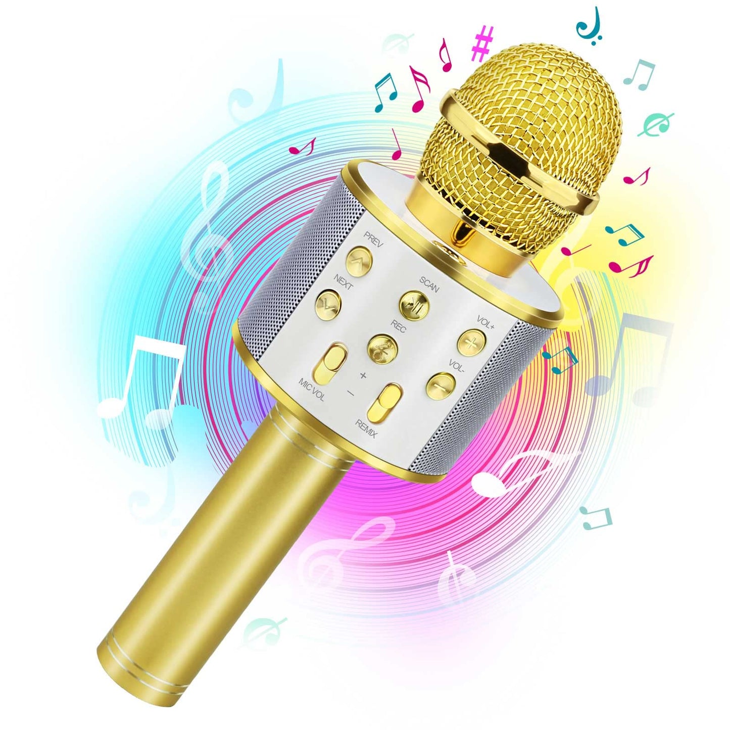 Viposoon Birthday Gifts For 3-11 Year Old Girls, Bluetooth Karaoke Microphone For Kids Gifts For Teenage Girls Christmas Stocking Stuffers For Kids Popular Toys For 4-12 Year Old Boys Girls - Gold