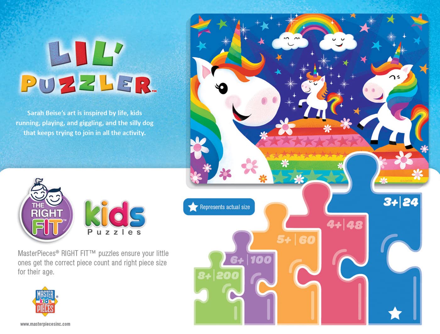 Masterpieces Lil Puzzler 24 Piece Jigsaw Puzzle For Kids - Rainbow Unicorns - 19''X14''
