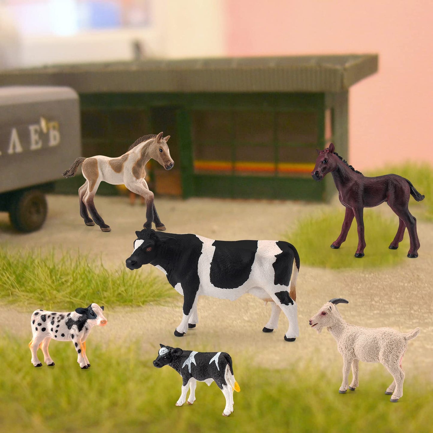 Lc Joycre Realistic Horses Cows Sheep Toys 6Pcs Playset Cows Figurine For Toddlers Goat Figure Arab Foal Model Decoration For Bi