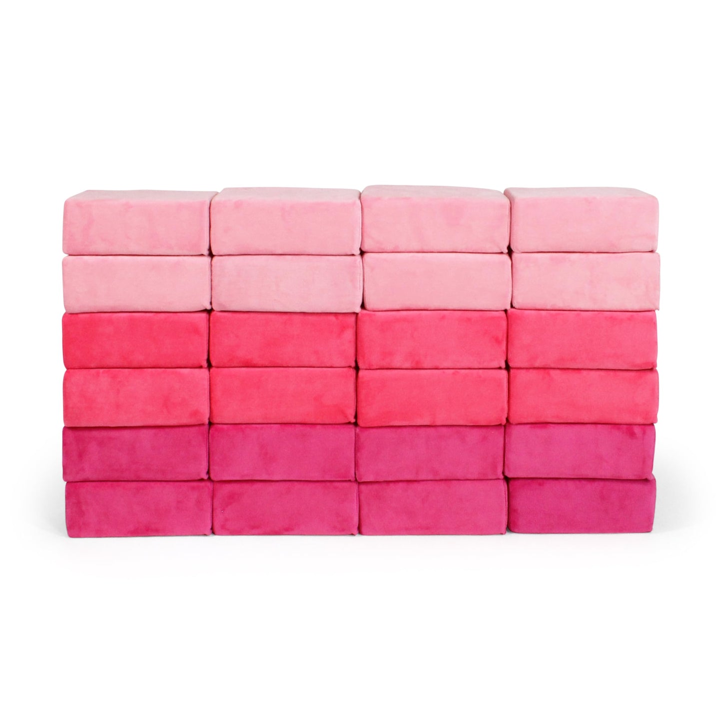 Plush Blocks - The Original enhanced Plush Building Block for Kids - Certified Safe Foam Blocks in elegantly Soft Fabric Covers - Set of 24 (Pretty Pink)