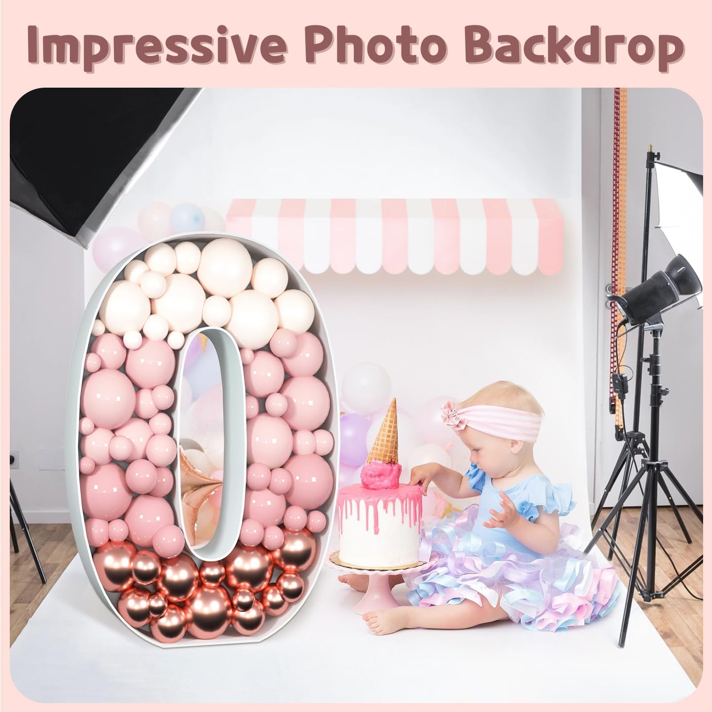 Imprsv 3Ft Mosaic Numbers For Balloons, Marquee Number, Mosaic Number Frame, Number 8 Balloon For 18Th Birthday Decorations For