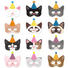 12 Pieces Cat Birthday Masks Cat Birthday Party Favors Decorations Kitty Birthday Party Supplies for Kids