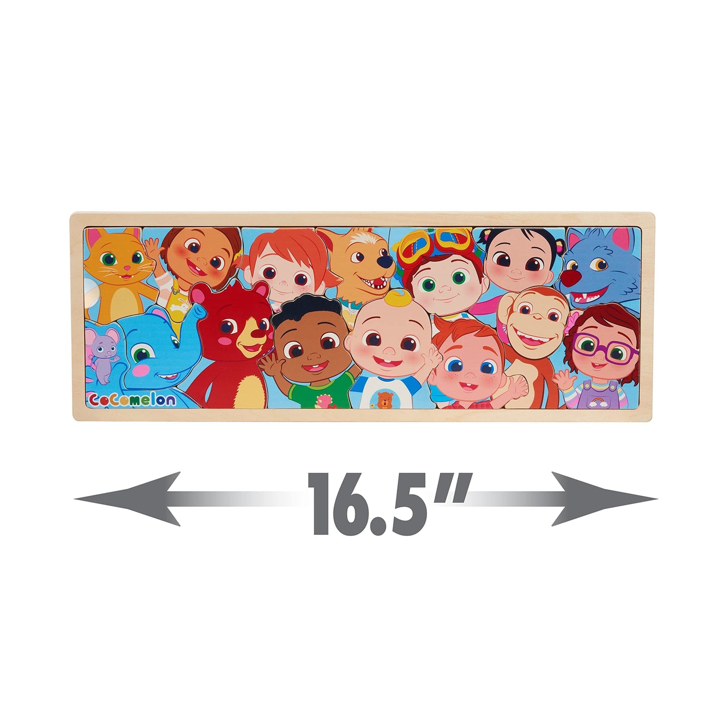 CoComelon 15-Piece Play-A-Long Wooden Puzzle, Eco-Friendly Recycled Wood, Multi-Color, Officially Licensed Kids Toy for Ages 18 Months