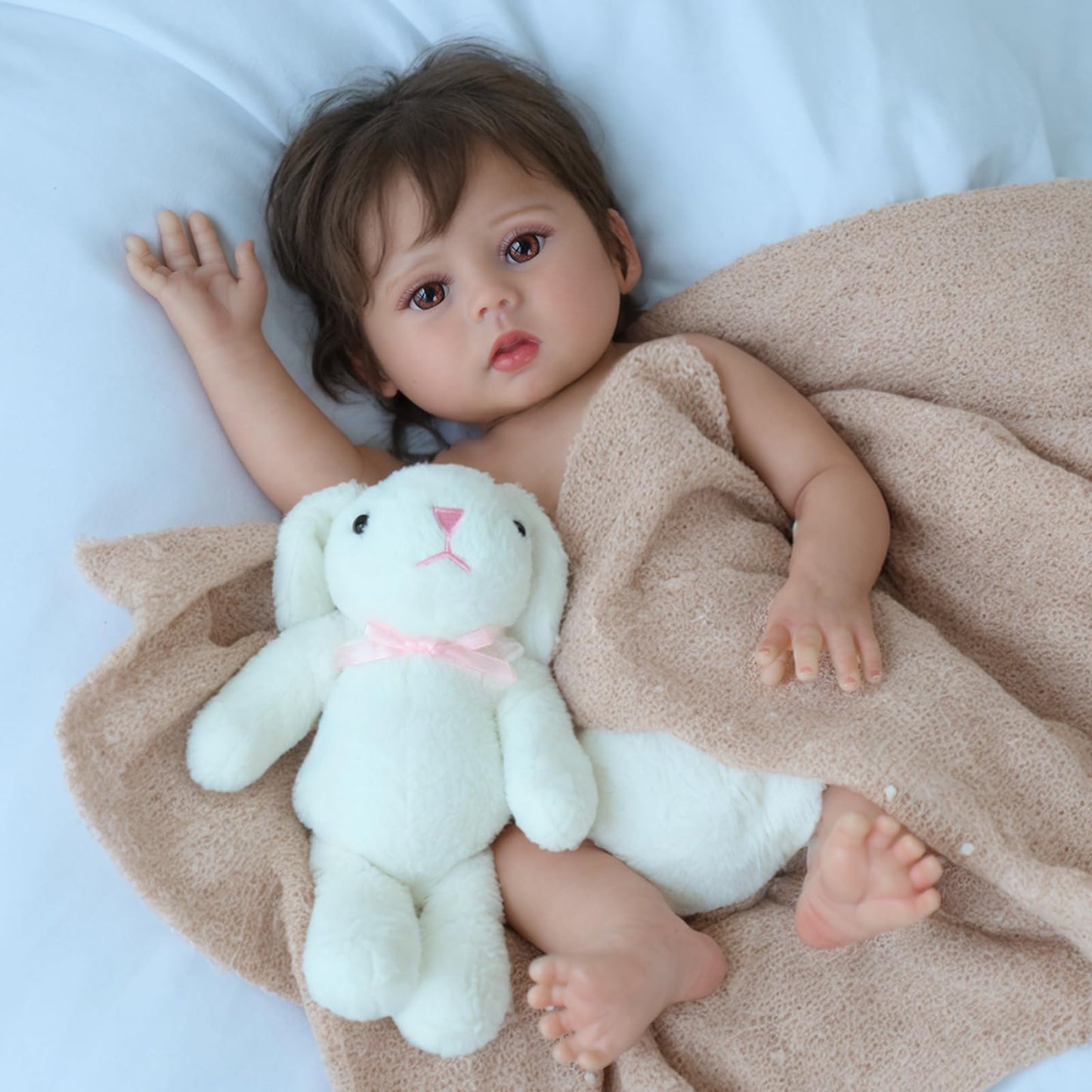 Scom Realistic Reborn Baby Dolls - 18 Inch Silicone Baby Girl, Real Life Dolls With Full Body Vinyl, Newborn Lifelike Weighted D