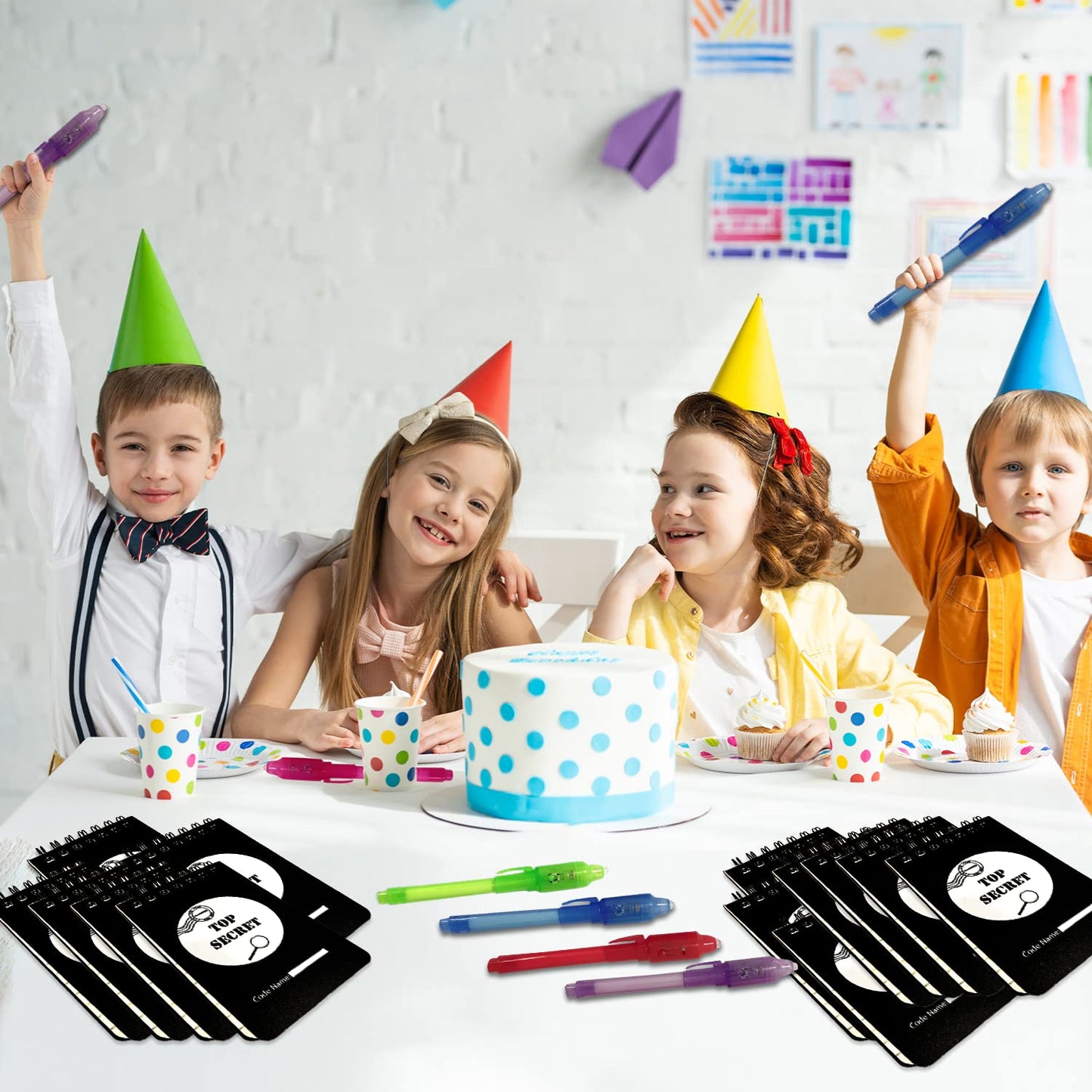 JOYRANGE 12-Pack Party Favors for Kids - Invisible Ink Pens (12) Top Secret Notepads (12) Great Idea for Party Favors and Games,