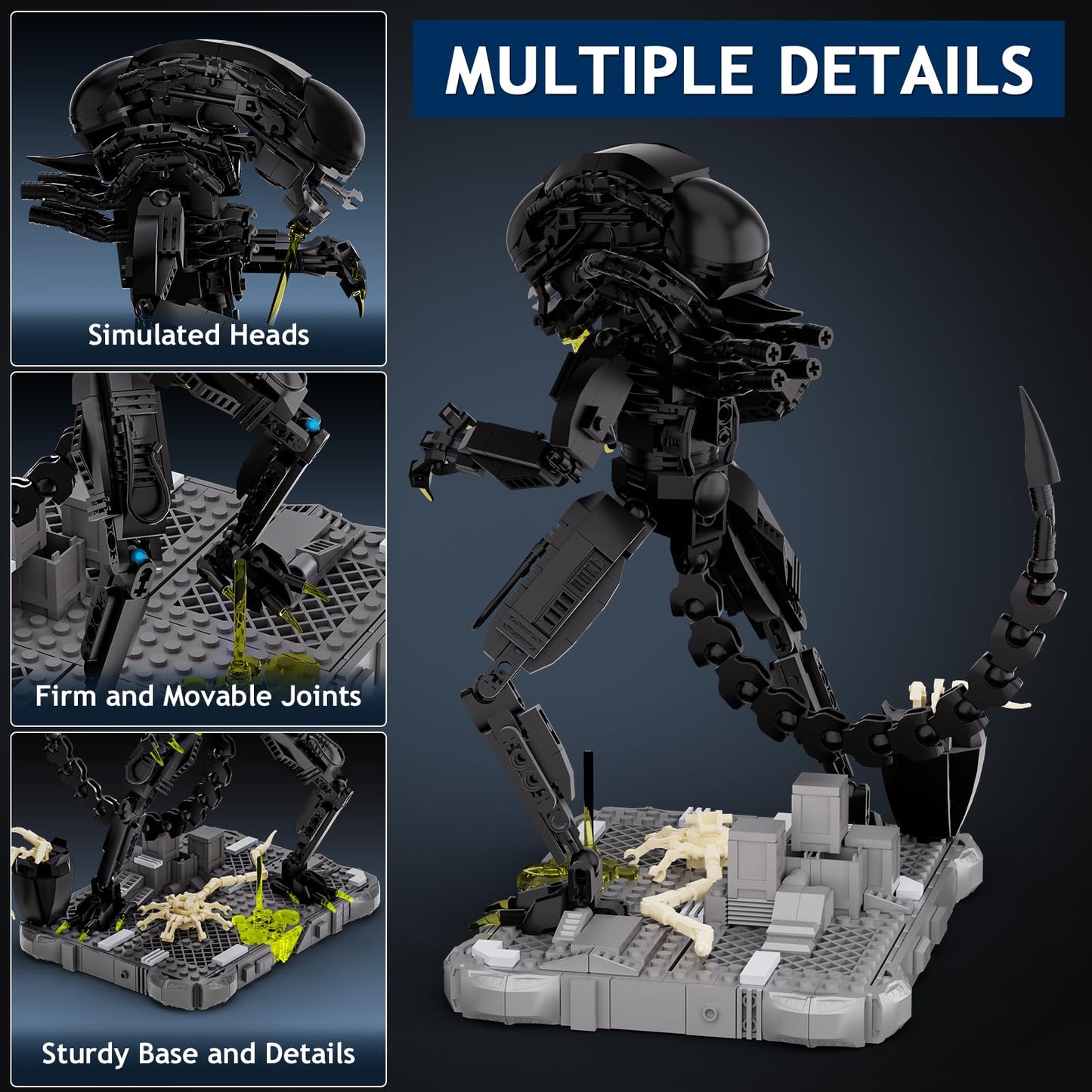 Itshwoee Xenomorph Building Blocks Set, Xenomorph Action Figure Building Sets For Adults With Support Base And Little Facehugger