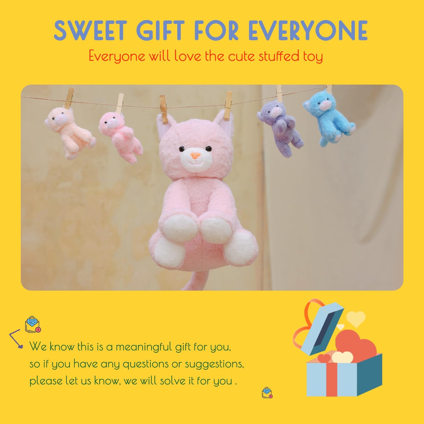 5 Pieces Cat Stuffed Animals For Girls,1 Mommy Cat With 4 Babies,Plush Stuffed Cat Toys Gifts For Kids 3 4 5 6 7 8 9 Years,Soft