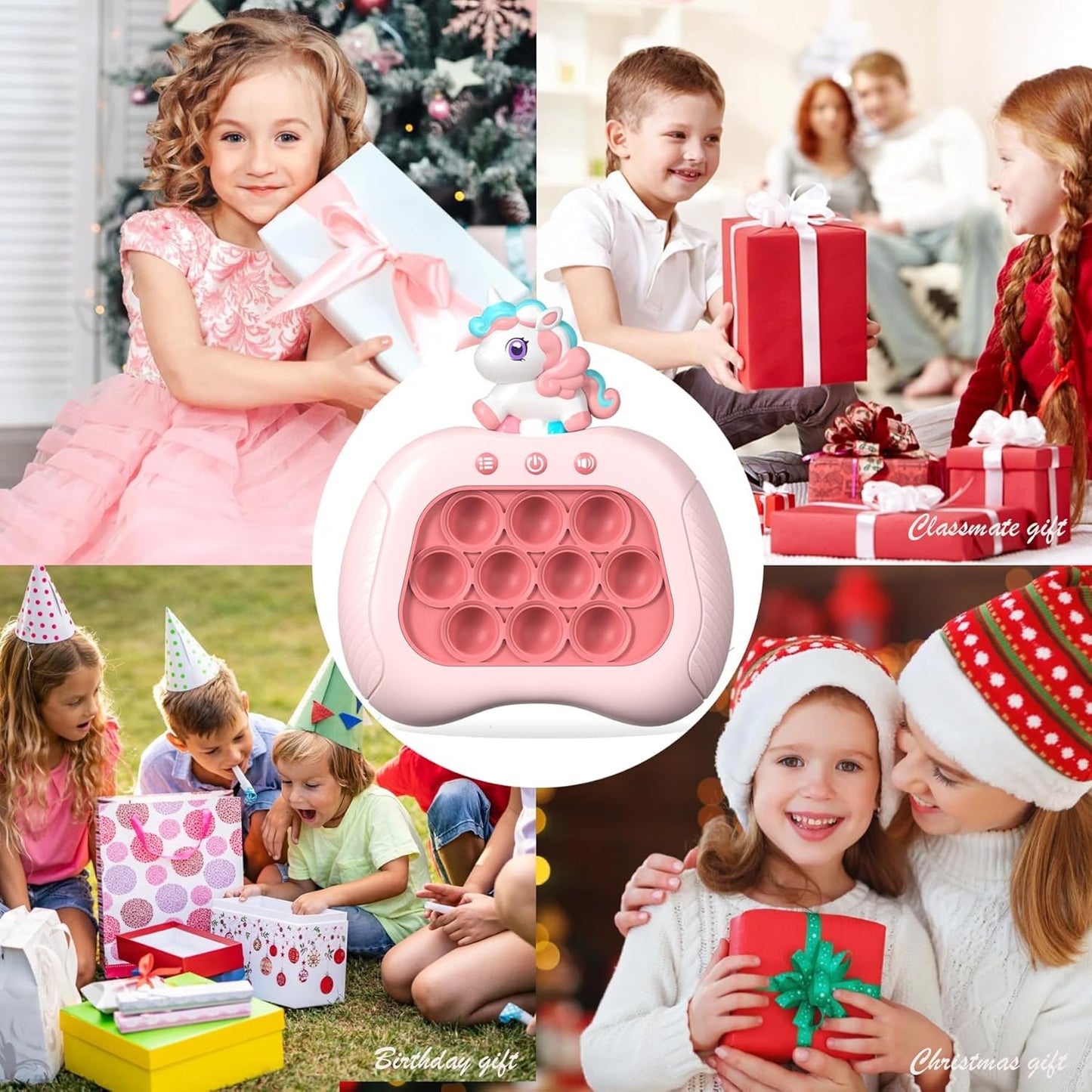 Ueghz Quick Push Pop Unicorn Bubble Game for Girls Age 4-6, Handheld Sensory Toy, Pink Unicorn