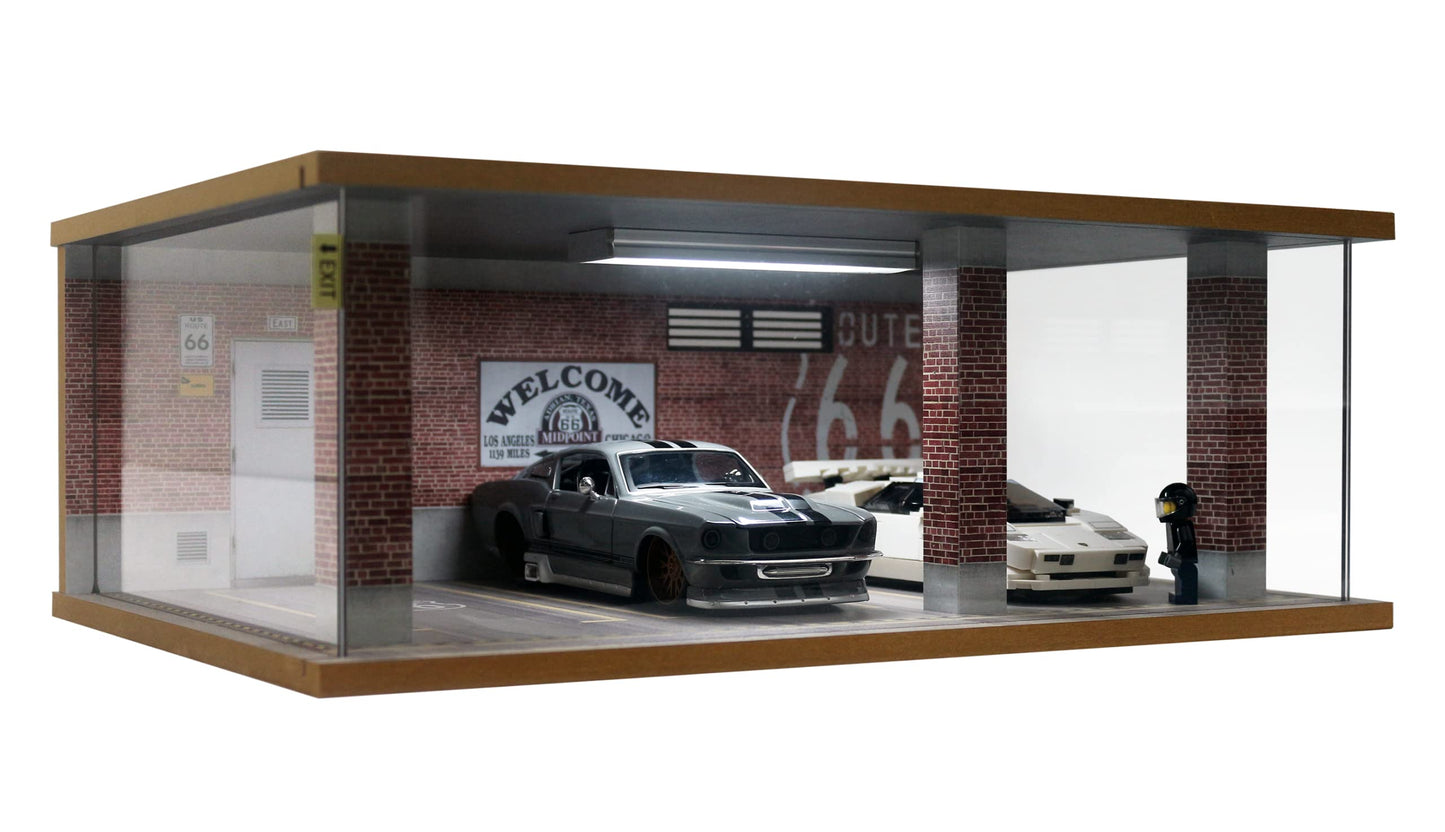 Display Case For Cars With Acylic Cover And Led Lighting For 1/24 Scale Diecast Car, Lego Cars Speed Champions 76908 76907 76901