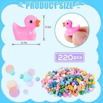 LOUHUA Mini Ducks 220 Pack - Tiny Duck Figurines for Dollhouse Decor, Garden, Aquarium, Party Toys, DIY Charms, Office Activities